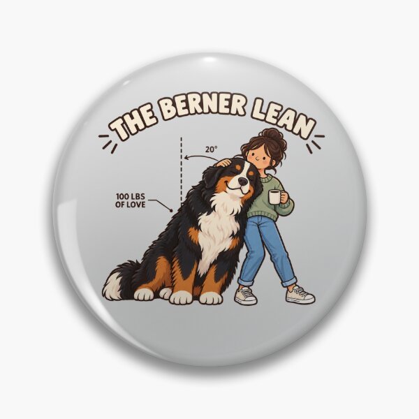 Artikelvorschau, Der Berner-Anlehn-Moment – Ein lustiger Berner Sennenhund lehnt sich an seinen Besitzer entworfen und verkauft von Fanverse Merchandise.