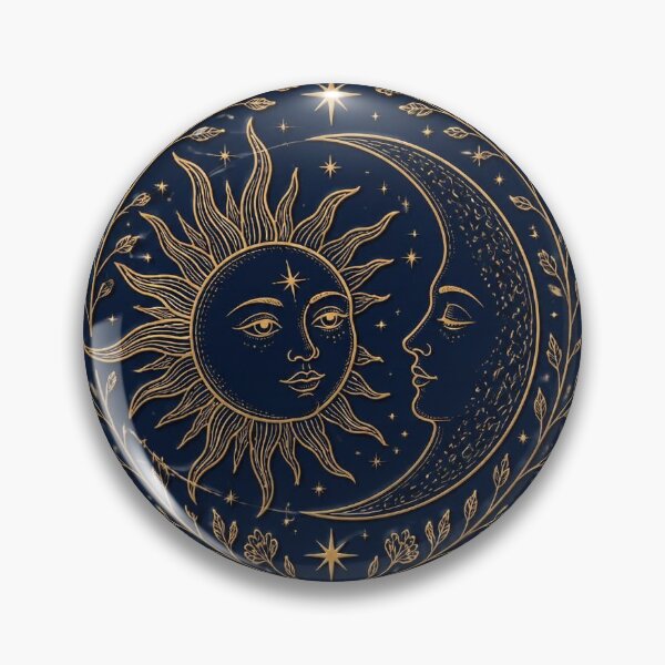 Item preview, Celestial Sun and Moon Faces - Gold Mystical Line Art designed and sold by LearnFunStore.