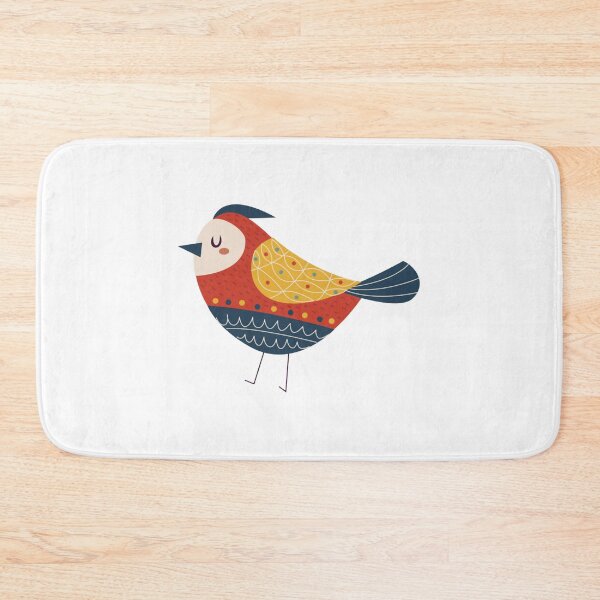 Item preview, Cute Scandinavian Folk Art Crested Bird Whimsical Red Nordic Illustration designed and sold by otherartsstudio.
