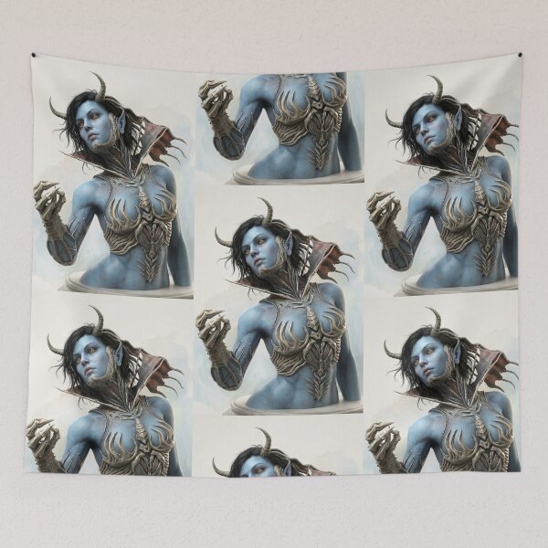 Item preview, Blue skinned horned demon female designed and sold by Vintage Designs +.