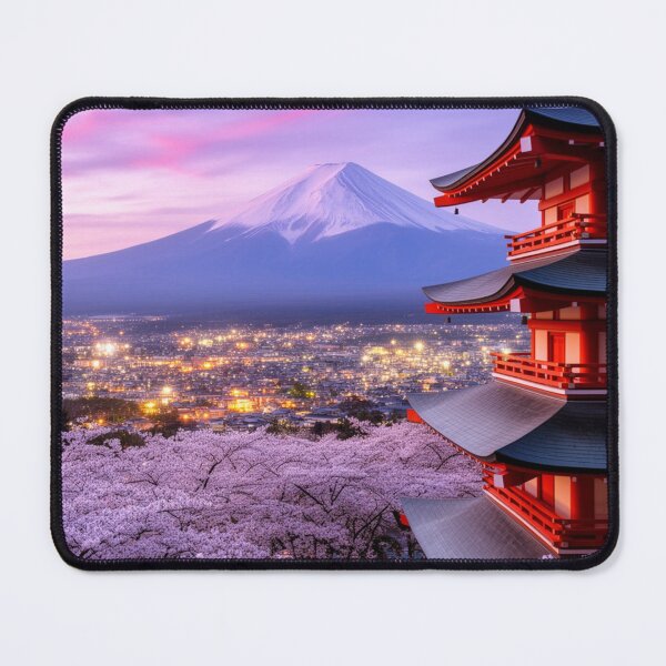 Item preview, Golden Evening at Fuji - Blossoms Above the Valley designed and sold by nhk999.