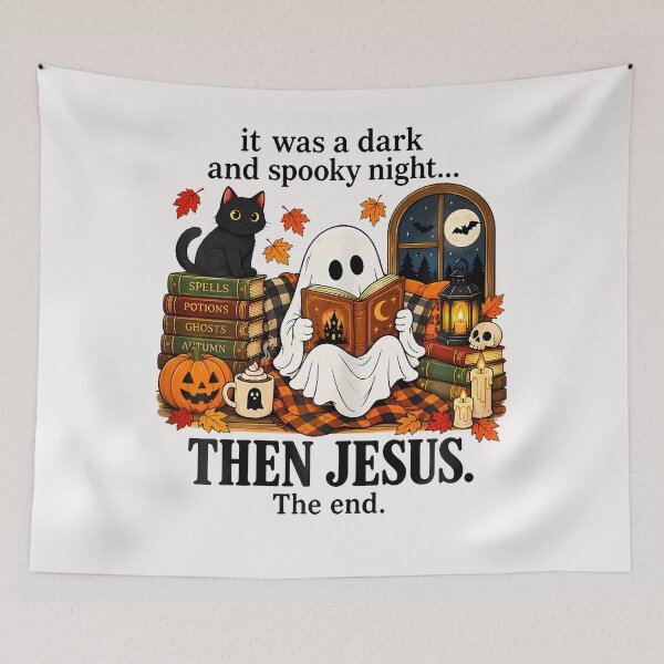 Item preview, It Was A Dark And Spooky Night Then Jesus The End Christian designed and sold by Tomtomatos.