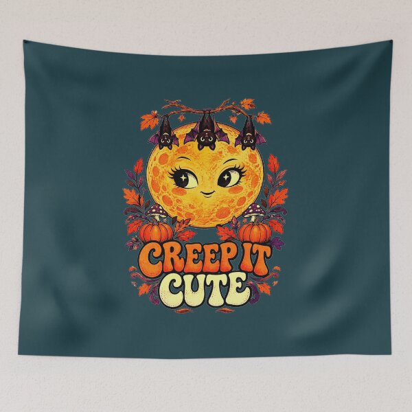 Item preview, Creep It Cute Halloween Moon –  Spooky Bat Pumpkin Autumn Vintage Halloween Aesthetic designed and sold by Thegoldenline.