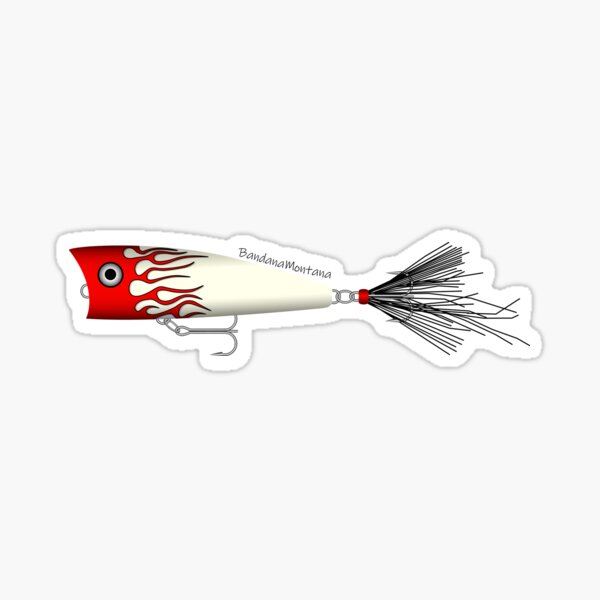 Red and White Fishing Lure Sticker