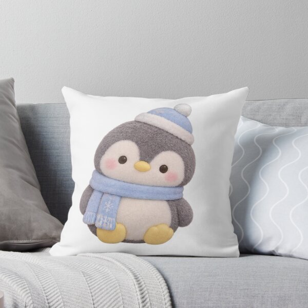 Item preview, Cute Winter Penguin in Blue Hat and Scarf – Cozy Christmas Penguin designed and sold by Kiralemon.