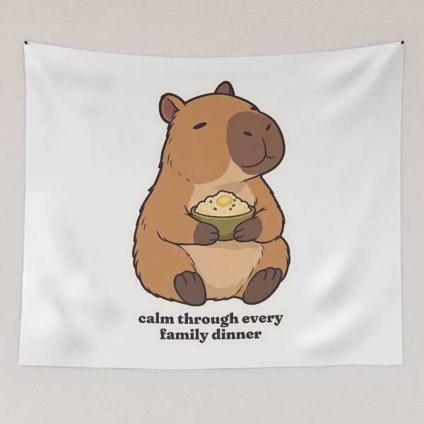 Item preview, Calm Capybara Thanksgiving Family Dinner Mood designed and sold by OuqCreations.
