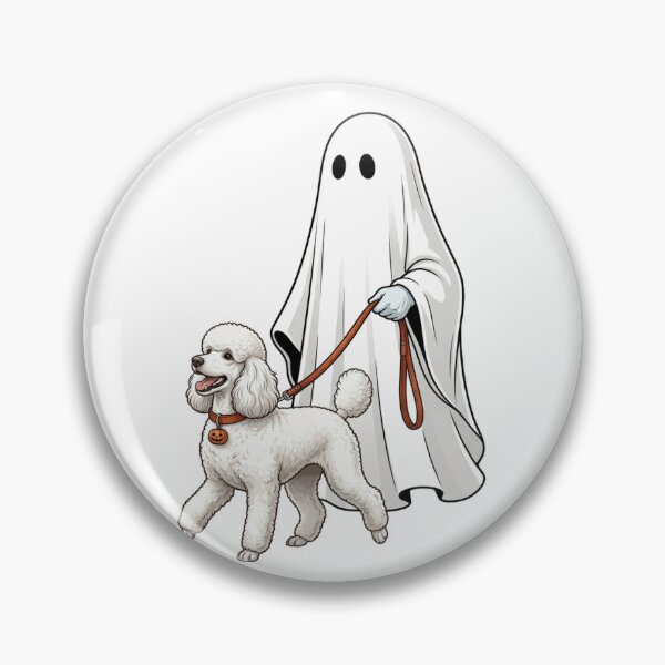 Item preview, Spooky Ghost Walking White Poodle Dog Lover Halloween Illustration designed and sold by raedattia.