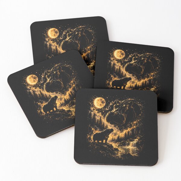 Item preview, Cosmic Hippo Beneath a Golden Full Moon designed and sold by VioletNance.