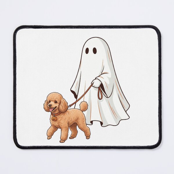 Item preview, Spooky Ghost Walking Apricot Poodle Dog Lover Halloween Illustration designed and sold by raedattia.