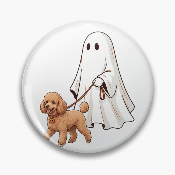 Item preview, Spooky Ghost Walking Apricot Poodle Dog Lover Halloween Illustration designed and sold by raedattia.