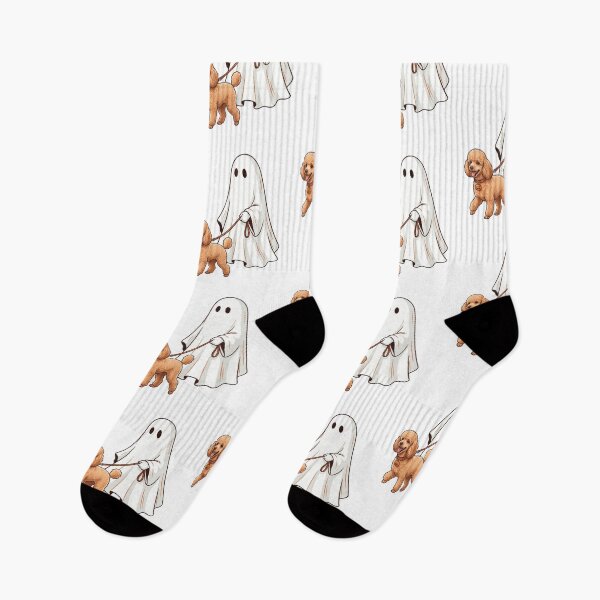 Item preview, Spooky Ghost Walking Apricot Poodle Dog Lover Halloween Illustration designed and sold by raedattia.