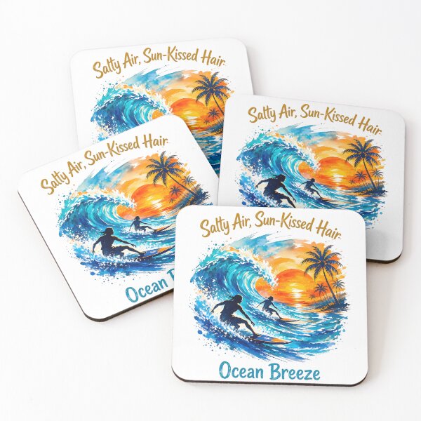 Item preview, Watercolor Sunset Surfers – Tropical Ocean Wave Graphic designed and sold by The Zany Paintbrush | Home Decor | Apparel | Accessories.
