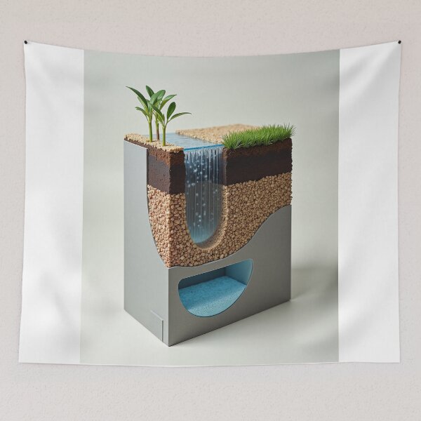 Aperçu de l'œuvre Cross Section Ecosystem Diorama with Waterfall Art créée et vendue par profustock.