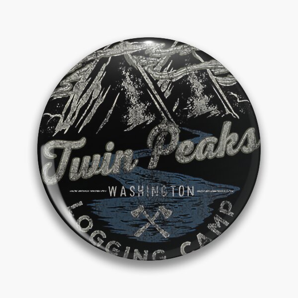 Item preview, Diseño de logotipo de montaña desgastada de campamento maderero Twin Peaks de estilo vintage designed and sold by CSAR-G.