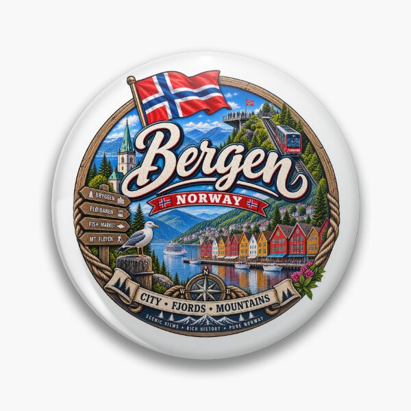 Item preview, Bergen Norway – Fjords Bryggen & Fløibanen designed and sold by Wandervogel123.