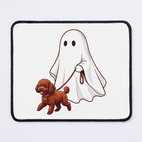 Item preview, Spooky Ghost Walking Red Toy Poodle Dog Lover Halloween Illustration designed and sold by raedattia.