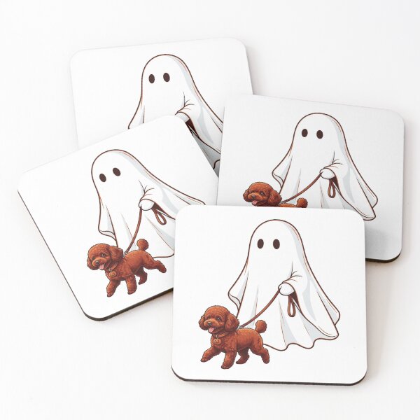 Item preview, Spooky Ghost Walking Red Toy Poodle Dog Lover Halloween Illustration designed and sold by raedattia.