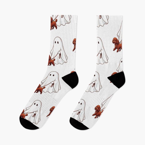 Item preview, Spooky Ghost Walking Red Toy Poodle Dog Lover Halloween Illustration designed and sold by raedattia.