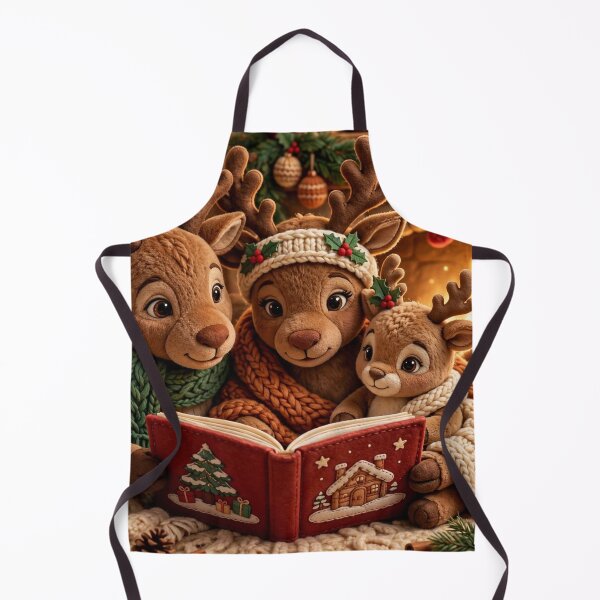 Artikelvorschau, Gemütliche Weihnachtsdekoration mit Rentierfamilie im Märchenstil – Winterliche Festtagsdeko entworfen und verkauft von  One City Two Children Studio.