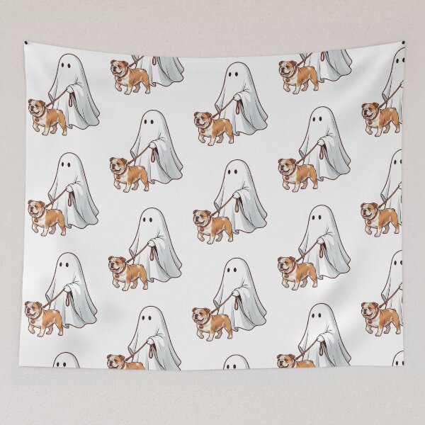 Item preview, Spooky Ghost Walking English Bulldog Dog Lover Halloween Illustration designed and sold by raedattia.