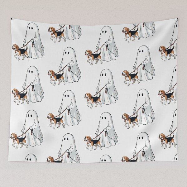 Item preview, Spooky Ghost Walking Beagle Dog Lover Halloween Illustration designed and sold by raedattia.