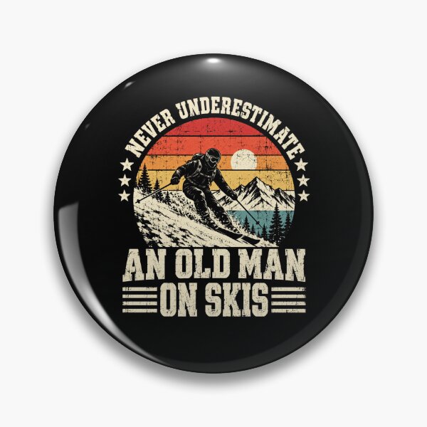 Item preview, Older Man Skiing Retro Mountain designed and sold by ROUX-ART.
