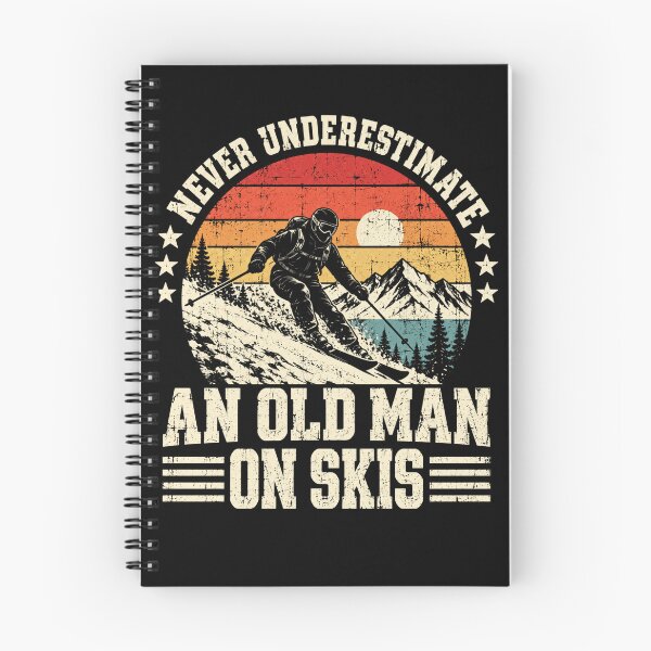 Item preview, Older Man Skiing Retro Mountain designed and sold by ROUX-ART.