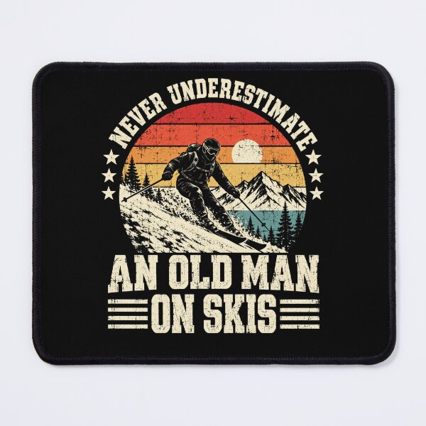 Item preview, Older Man Skiing Retro Mountain designed and sold by ROUX-ART.