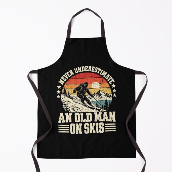 Item preview, Older Man Skiing Retro Mountain designed and sold by ROUX-ART.
