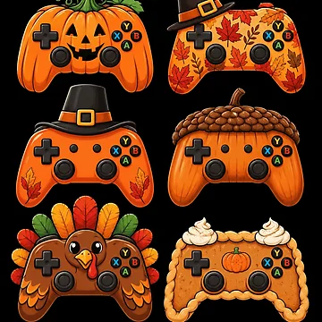 Artwork thumbnail, Autumn Thanksgiving Gaming Controllers by ROUX-ART