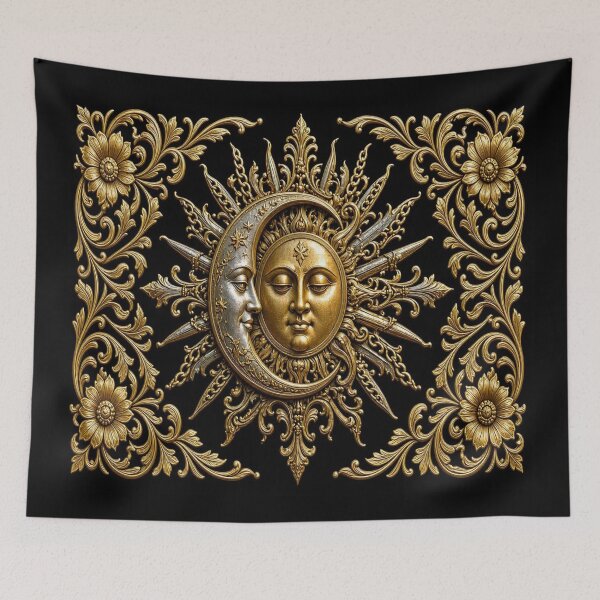 Item preview,  Vintage Baroque Sun and Moon Celestial Luxury Gold Art designed and sold by Breezes-of-Ida.