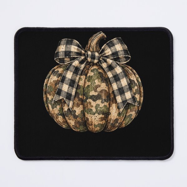 Item preview, Camo Pumpkin with Buffalo Plaid Bow designed and sold by ROUX-ART.