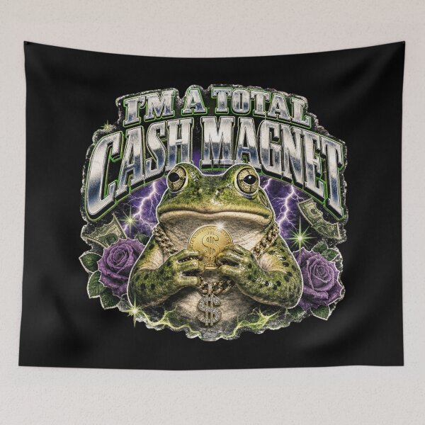 Item preview, I'm A Total Cash Magnet Retro Vintage Bootleg Frog | Nostalgic Stencil Wealth Talisman & Boss Motivation Design designed and sold by illeN-Art-World.