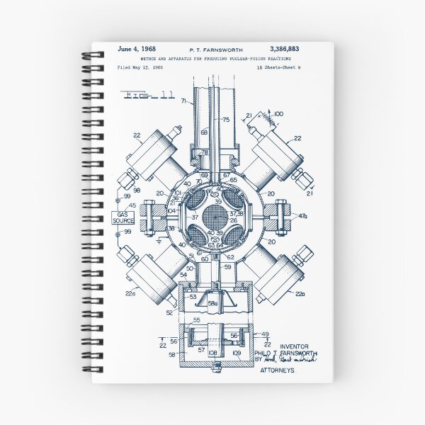 Item preview, Farnsworth 1968 Nuclear Fusion patent - blue print designed and sold by HeathWayPrints.