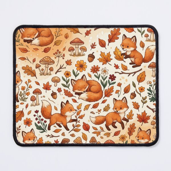 Item preview, Cozy Woodland Autumn Baby Foxes Leaves Seamless Pattern designed and sold by ShivCraftStudio.