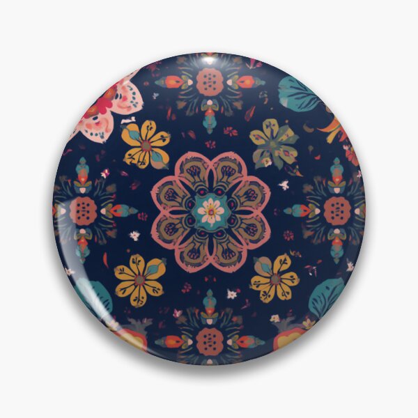 Item preview, Folk Floral Pattern on Navy designed and sold by My Gluten Free Life UK.