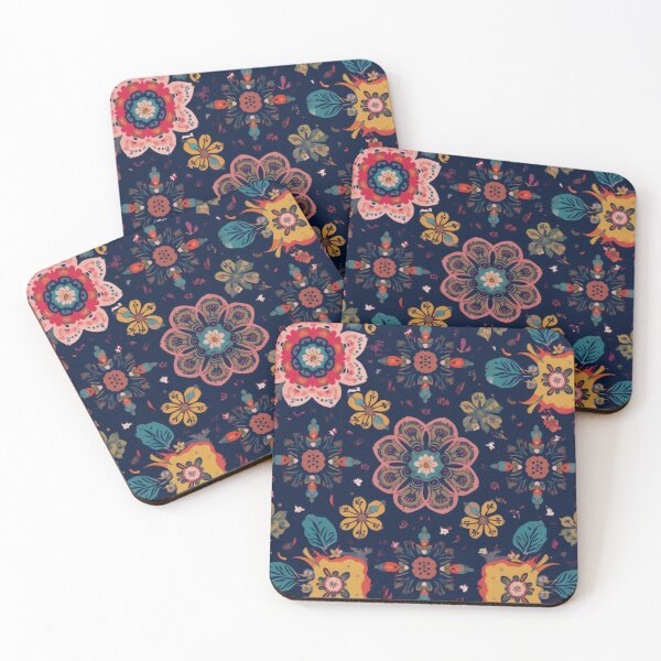 Item preview, Folk Floral Pattern on Navy designed and sold by My Gluten Free Life UK.