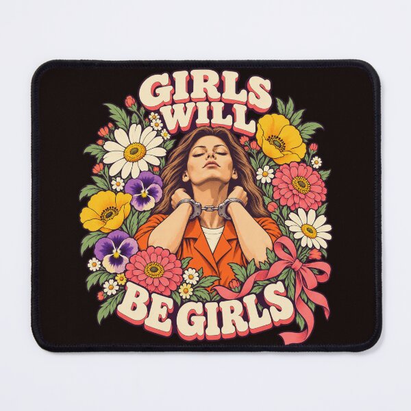Item preview, Aileen Wuornos Girls Will Be Girls Colorful Floral Handcuffs Portrait designed and sold by bootycatclube.