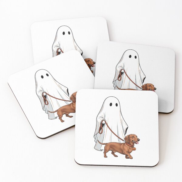 Item preview, Spooky Ghost Walking Dachshund Wiener Dog Lover Halloween Illustration designed and sold by raedattia.
