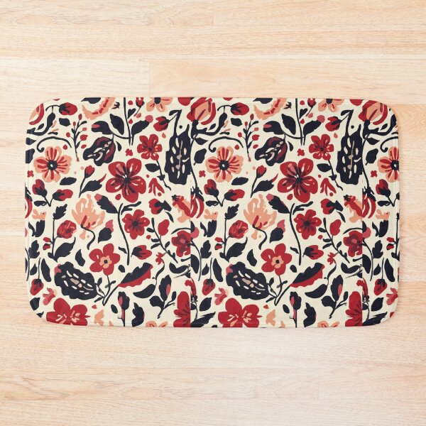 Item preview, Red Black and Cream Folk Floral Pattern designed and sold by My Gluten Free Life UK.