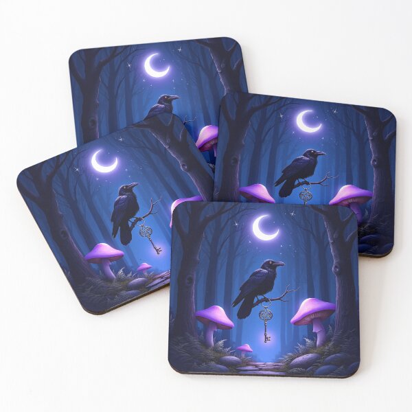 Item preview, Raven with Key in Enchanted Forest – Witchy Magic Purple RBA-2026-0108-B designed and sold by IdeaSmith.