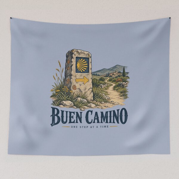 Item preview, Buen Camino Camino de Santiago Vintage Waymarker Hiking Design designed and sold by Studio Pico.