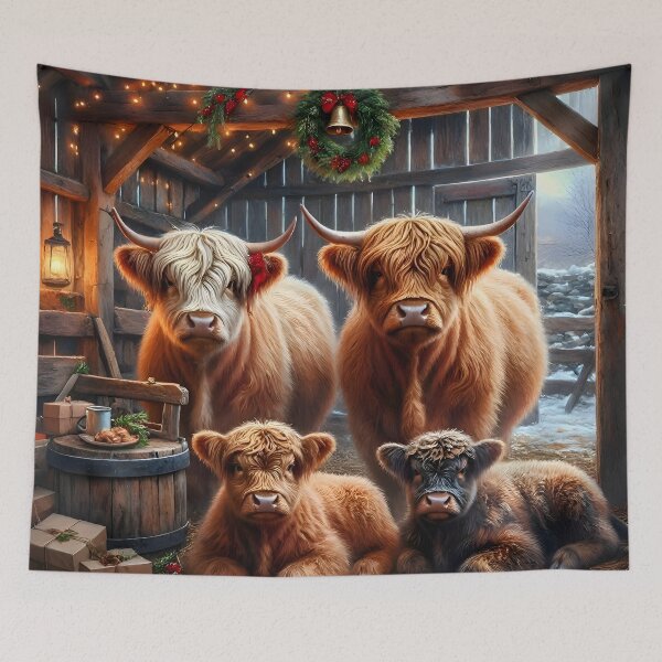 Item preview, Highland Cow Christmas Barn Family designed and sold by Sybille-Yates.