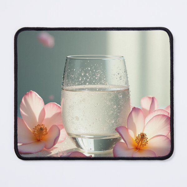 Item preview, Clear Water Glass with Pink Cherry Blossom Flowers Art designed and sold by profustock.