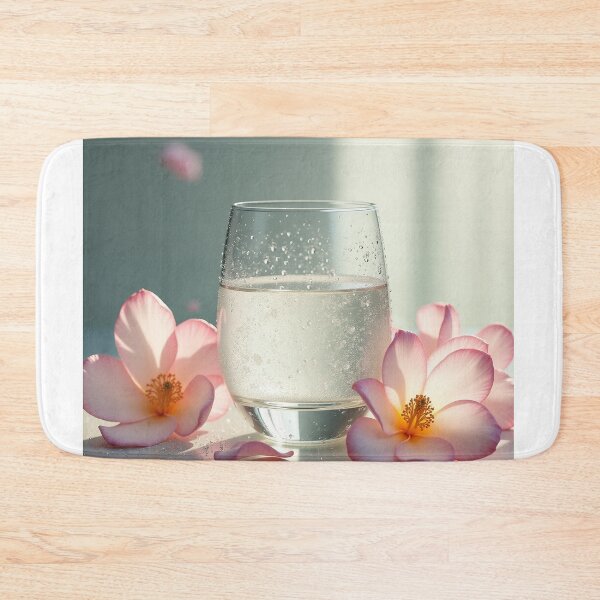 Item preview, Clear Water Glass with Pink Cherry Blossom Flowers Art designed and sold by profustock.
