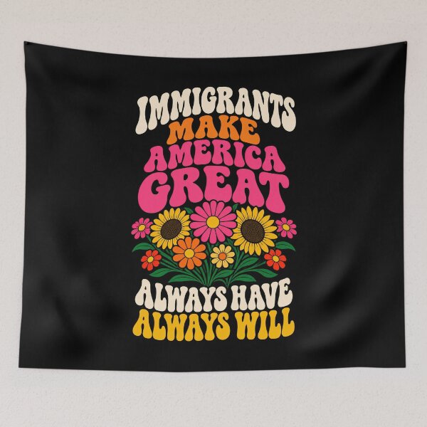 Artikelvorschau, Immigrants Make America Great Retro 70s Floral Graphic entworfen und verkauft von Whirx.