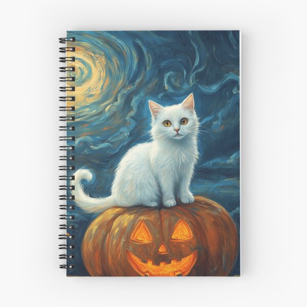 Item preview, Ghostly Cat Halloween Garden – Whimsical Black & White Cat Pumpkin Wall Art designed and sold by elisarasada.