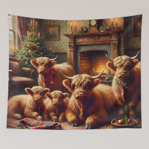 Item preview, Highland Cow Christmas Barn Family designed and sold by Sybille-Yates.