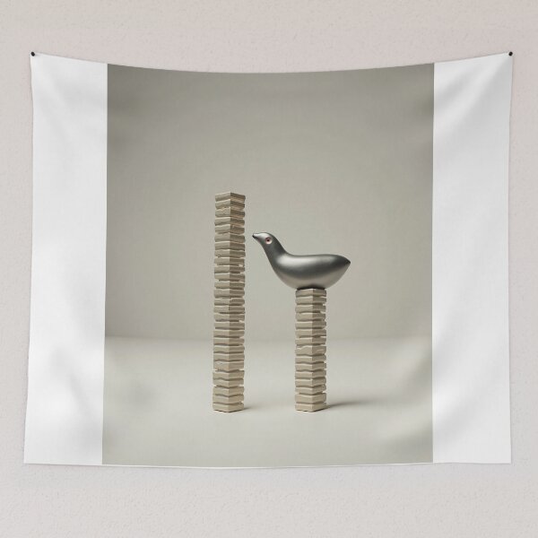 Item preview, Minimalist Metallic Bird Sculpture on Brick Column Art designed and sold by profustock.