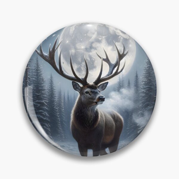 Item preview, Stag in Snowy Forest with Full Moon designed and sold by Sybille-Yates.